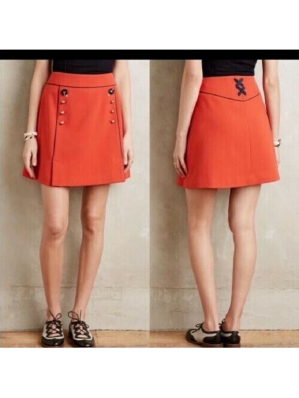 Leifsdottir Anthropologie orange mini skirt